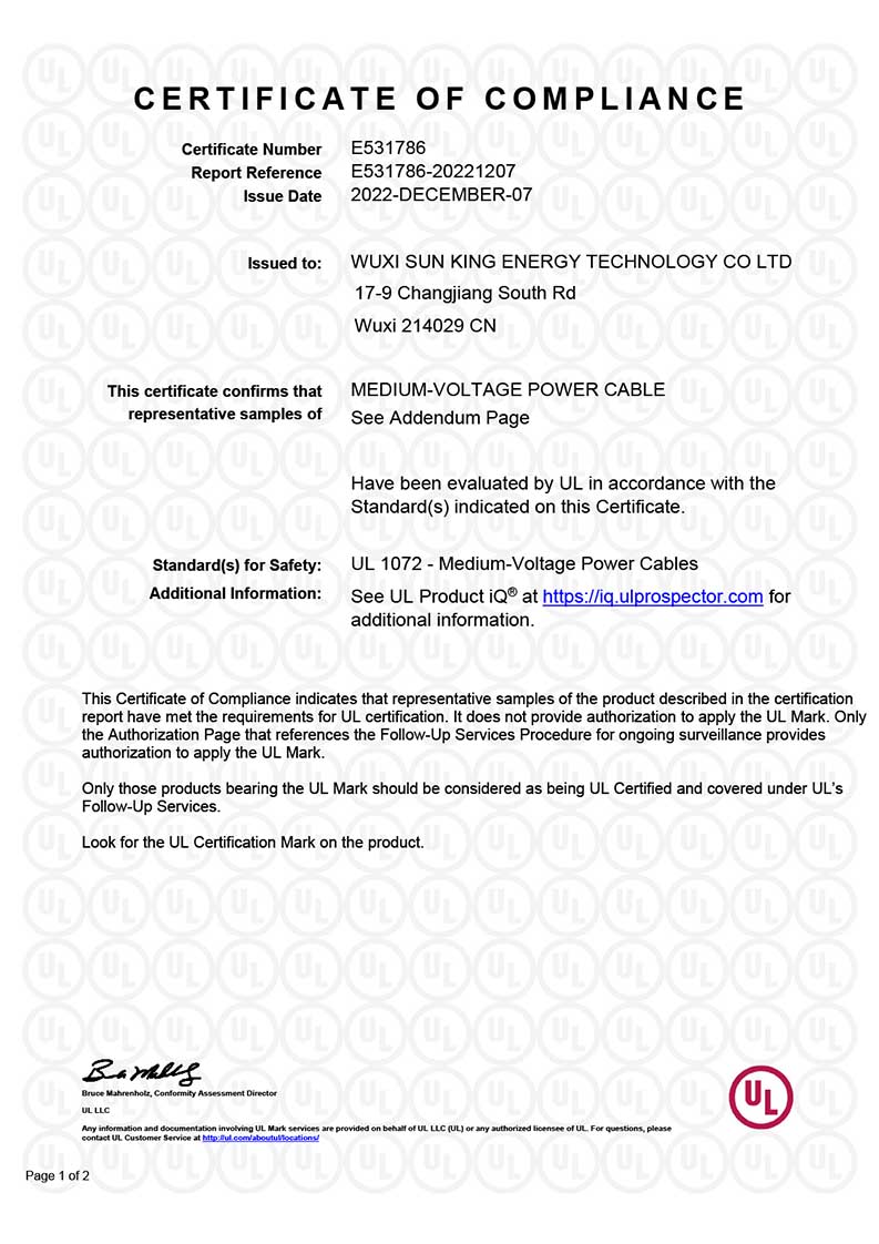 MV-90/105 CBale UL1072-Zertifikat